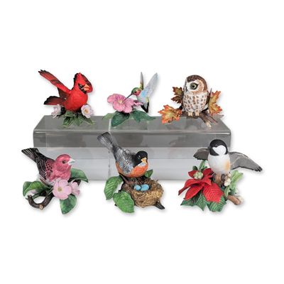 Set of Six Lenox Porcelain Garden Bird Figurines