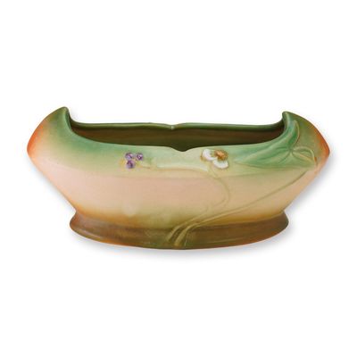 Weller Art Pottery Tutone Pattern Art Nouveau Canoe Form Planter