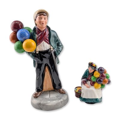 Two Royal Doulton Porcelain Balloon Seller Figurines, HN2934 & HN2129
