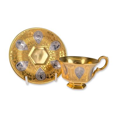 2pc Royal Epiag Gilt Porcelain Demitasse Cup and Saucer
