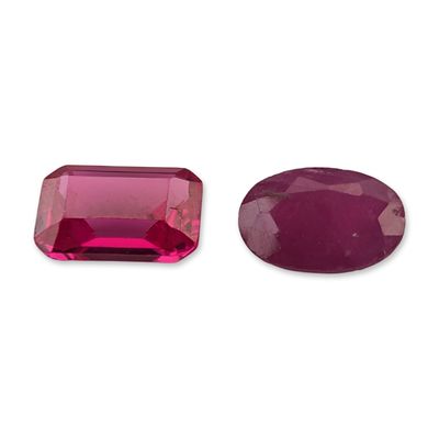 2pc Loose Faceted Pinkish-Red Rubies