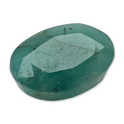 Oval Faceted Bluish Green Loose Emerald Gemstone