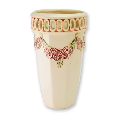 Weller Pottery Roma Pattern Octagonal Rose Swag Vase