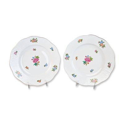 Pair of Herend Hungary Porcelain Plates, Eton Pattern
