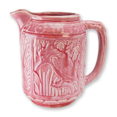 Weller Pottery Zona Kingfisher Pitcher in Rose Pink Glaze