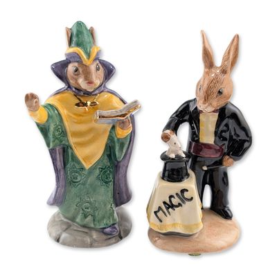 Two Royal Doulton Bunnykins Porcelain Figurines, Mystic DB197 & Magician DB126