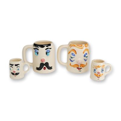 4pc Pfaltzgraff Pottery Muggsy Collection Character Mugs
