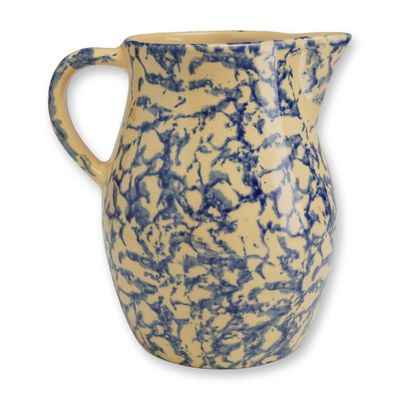 Robinson Ransbottom Pottery Blue Spongeware Ceramic Pitcher