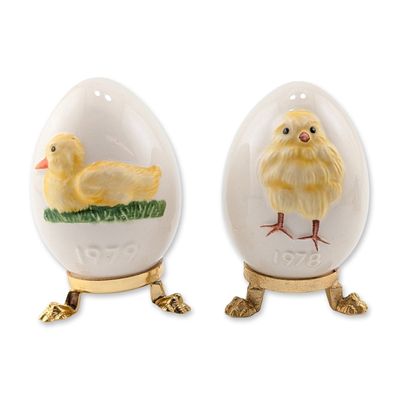 2pc Goebel Earthenware Annual Eggs, 1978 & 1979