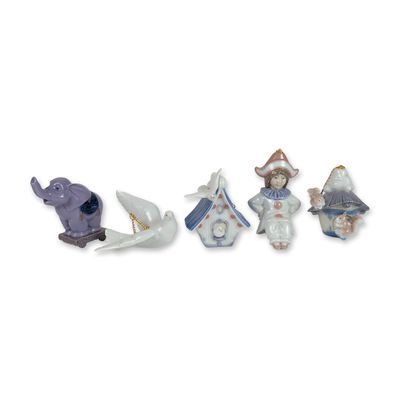 5pc Lladro Spanish Porcelain Ornaments