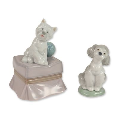 2pc Lladro Porcelain Figurines, My Favorite Companion 6985 and A Friend for Life 7685
