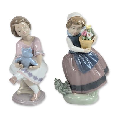 2pc Lladro Spanish Porcelain Figurines, Best Friend 7620 and Spring is Here 5223
