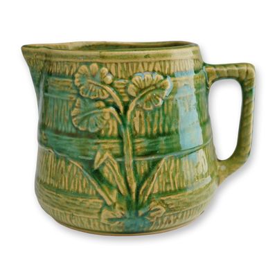 Barrel Batter Stoneware Pitcher with Thistle Motif