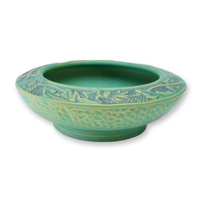 Weller Pottery Matte Green Console Bowl, Breton