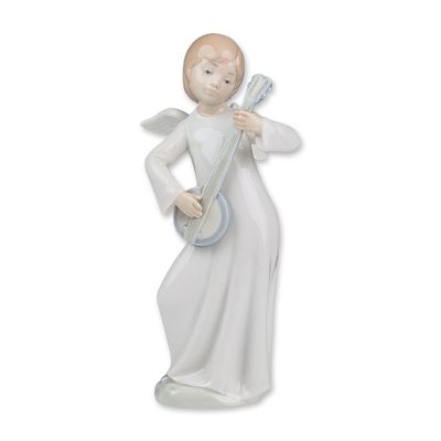 Nao by Lladro Porcelain Figurine, Angel with Banjo