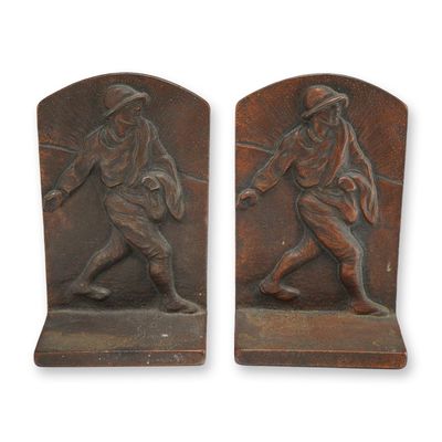 Pair of Bronze-Plated Cast Metal Sower Bookends
