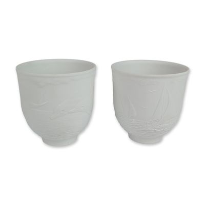 2pc Lladro Porcelain Candle Holders, Dolphins at Play 7666 and Sailing the Seas 7657