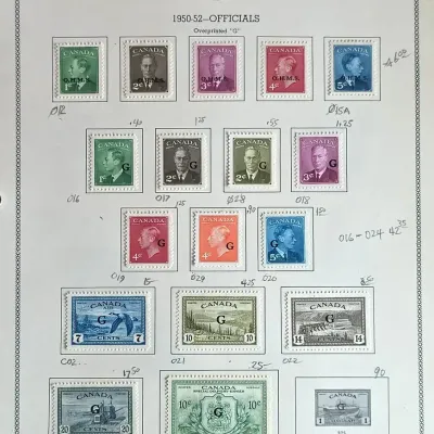 1950-52 Officials Overprinted "G" Stamps
