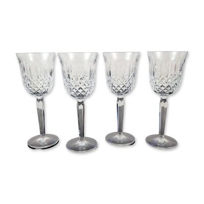 4pc Waterford Kelsey Pattern Lead Crystal Goblets