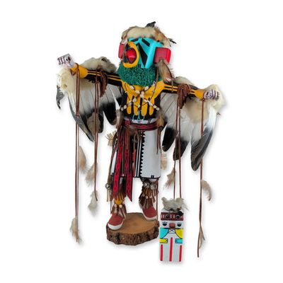 Albert Tso (Navajo, 20th/21st Century) Kachina Doll Eagle Dancer plus Hopi Flat Doll