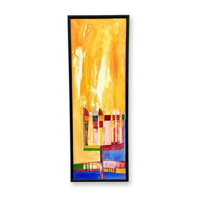 Modern Abstracted Menorah, Mixed Media on Board