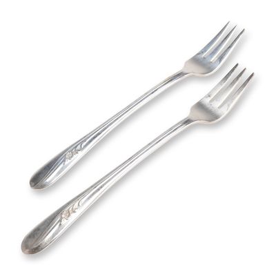 A Pair of Holmes & Tuttle Meadow Flower Silverplate Cocktail Forks