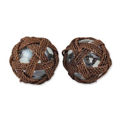 2pc Hand Blown Glass Fishing Floats