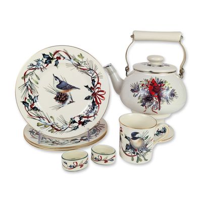 Sale Photo Thumbnail #193: 9pc Lenox Winter Greetings Ceramic and Enamel Tableware Group