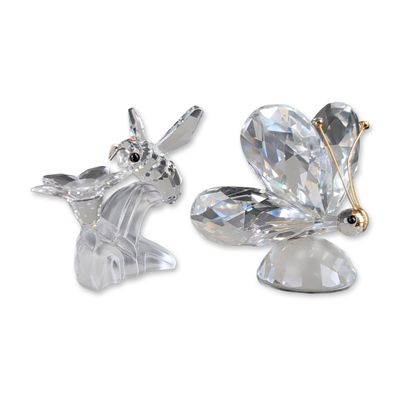 Sale Photo Thumbnail #196: 2pc Swarovski Crystal Butterfly and Bee with Flower Figurines