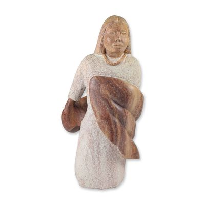 Sale Photo Thumbnail #444: Doug Hyde (Native American, b. 1946) Carved Stone Sculpture, Summer Breezes