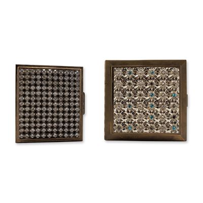 Sale Photo Thumbnail #118: 2pc Volupte and Rhinestone Brass Powder Compacts