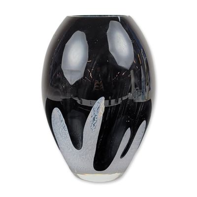 Sale Photo Thumbnail #200: Art Glass Stylized Textural Overlay Bulbous Vase