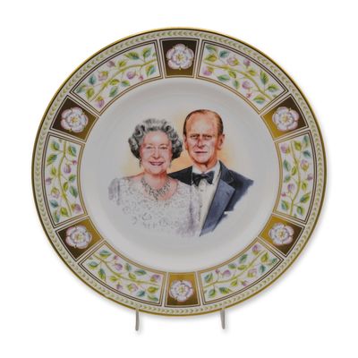 Sale Photo Thumbnail #28: Royal Doulton Prestige LE Bone China Plate H. M. Queen Elizabeth II And Prince Philip 60th