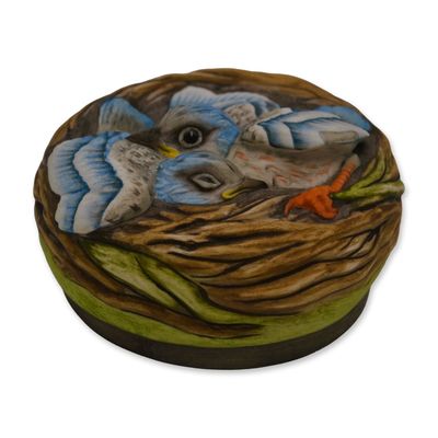 Sale Photo Thumbnail #49: Boehm Porcelain Baby Lazuli Buntings Paperweight, 1970