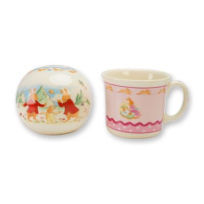 Sale Photo Thumbnail #27: 2pc Royal Doulton Bunnykins Bone China Money Ball and Mug