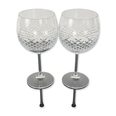 Sale Photo Thumbnail #202: Pair of Ricci Cut Crystal Balloon Wine Glasses