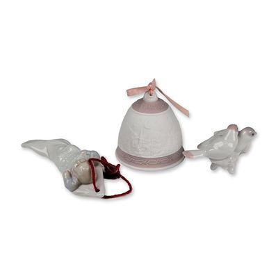 Sale Photo Thumbnail #178: 3pc Lladro Porcelain Glazed and Bisque Ornaments