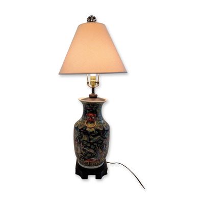 Sale Photo Thumbnail #227: Chinese Famille Noire Warrior Table Lamp
