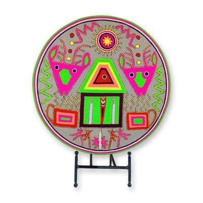 Sale Photo Thumbnail #370: Huichol Mexican Folk Art Circular Yarn Painting