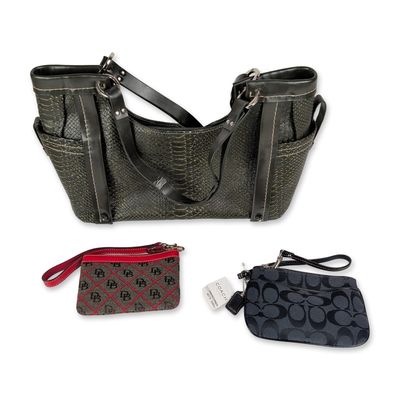 Sale Photo Thumbnail #255: 3pc Charlie Lapson and Coach Handbags and Accessories