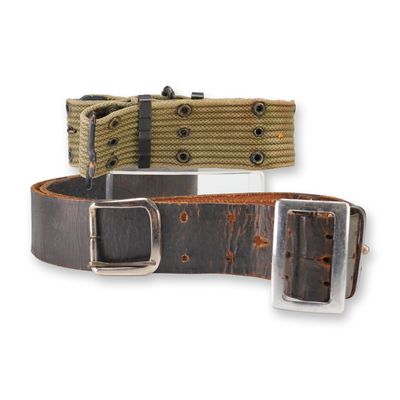 Sale Photo Thumbnail #284: US Military Army and USMC 2pc Vintage Military Belts M1936 Pistol and M1904 Leather Trouser WWI to