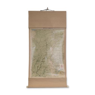 Sale Photo Thumbnail #79: Japanese Northern Alps Topographical Map on Paper Hanging Scroll