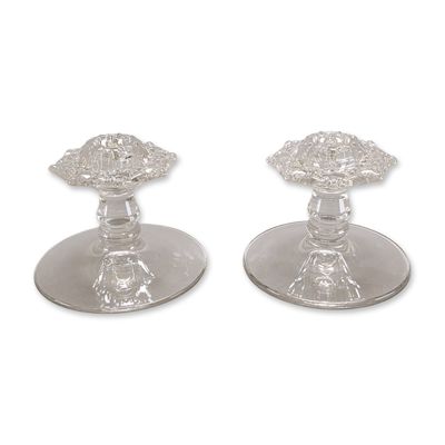 Sale Photo Thumbnail #51: 2pc Vintage Heisey Glass Candlesticks