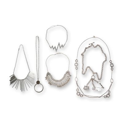 Sale Photo Thumbnail #117: A 6pc Collection of Silver-Tone Statement and Fashion Necklaces Including Chico's and Sarah Coventry