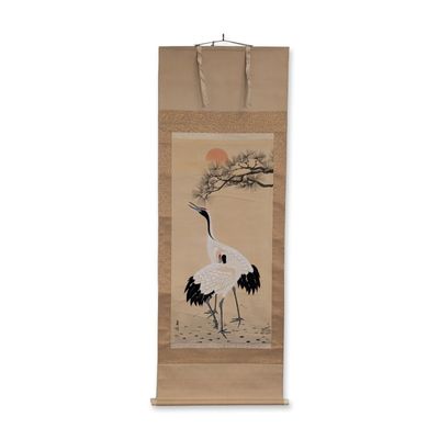 Sale Photo Thumbnail #360: Japanese Ink and Pigments on Paper Hanging Scroll w/ Seal