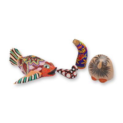 Sale Photo Thumbnail #371: 4pc Mexican Folk Art Pieces including Manuel Duarte Alebrije