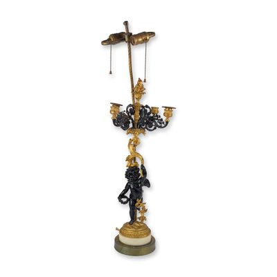 Sale Photo Thumbnail #248: French Empire Style Putto Candelabra Table Lamp