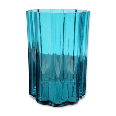 Sale Photo Thumbnail #208: Dansk Designs Finland Teal Ribbed Glass Vase