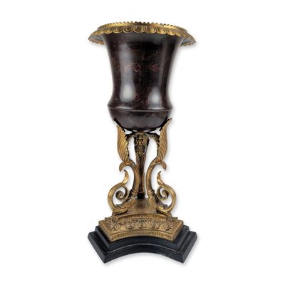 Sale Photo Thumbnail #354: French Empire Style Gilt Metal and Hardstone Tripod Urn