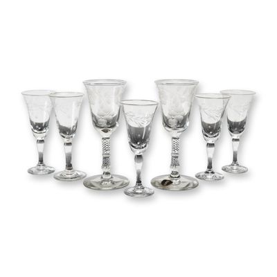 Sale Photo Thumbnail #197: 7pc Sharpe Etched Glass Stemware Pieces